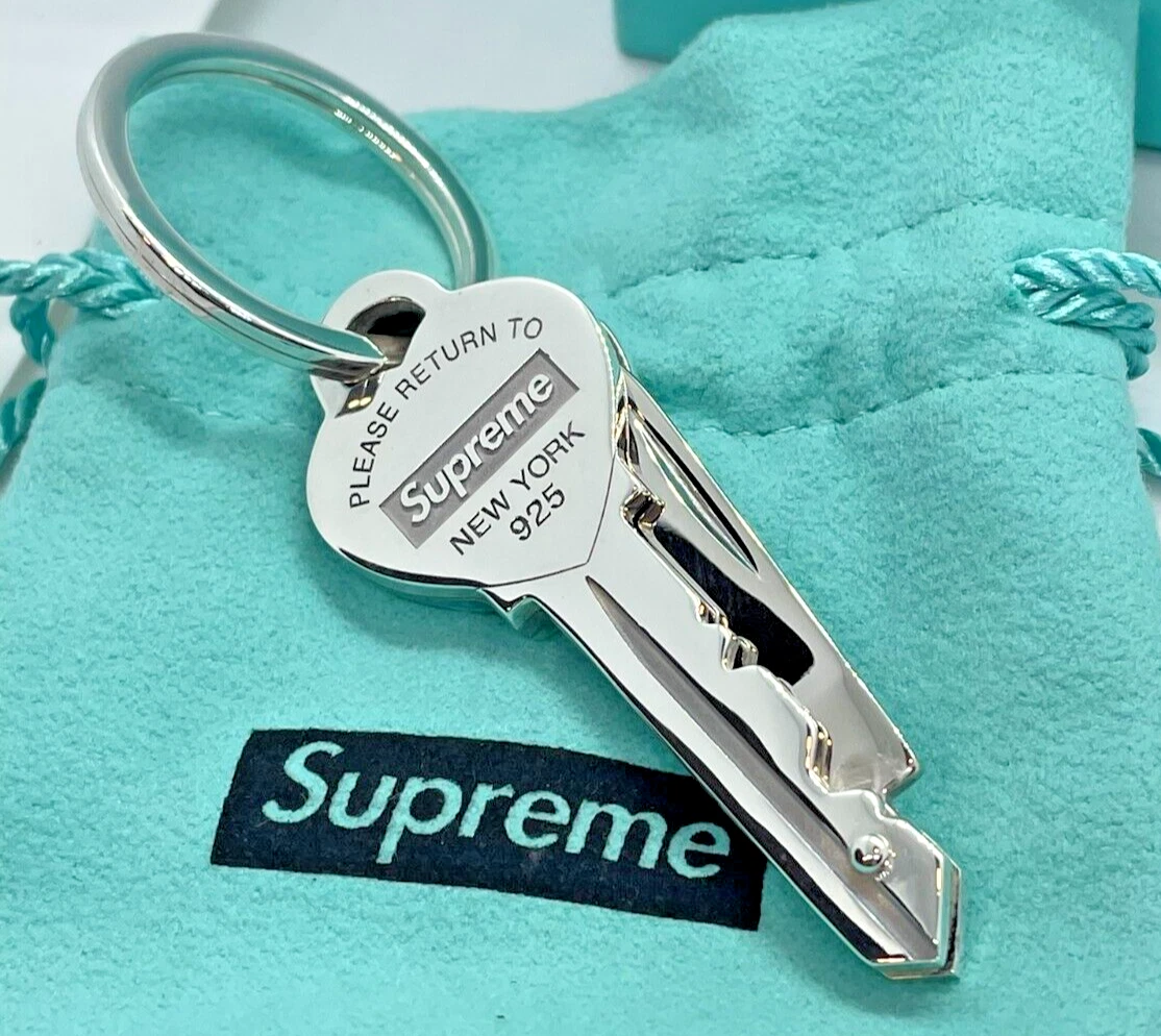 Authentique porte clés couteau cœur retour Supreme Tiffany & Co argent sterling
