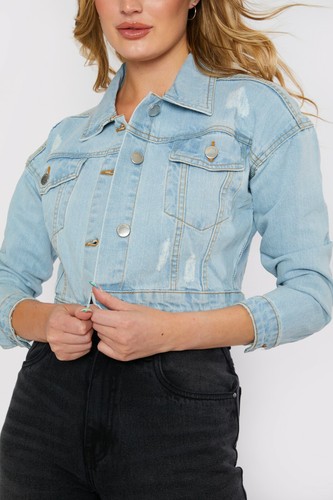 New Denim Jacket Womens Light Blue Jean 