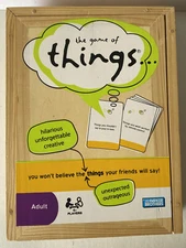 THE GAME OF THINGS BOARD GAME HUMOR IN A BOX AGES 14-ADULT GAME WOODEN BOX