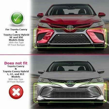 Fits 2021-2024 Toyota Camry SE Front Grille Black Trim Fog Light Kit Set 11pcs