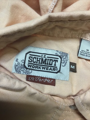C.E. Schmidt Workwear Fit for Her Orange Western Pearl Snap Long Sleeve Shirt M - Picture 14 of 15