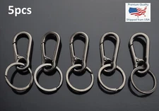5pcs Keychain Key Ring Carabiner Clip Keyring Chain Fob Holder - Gun Metal Black