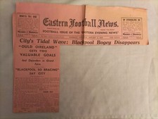 1936/37 Blackpool 0 Norwich 2 Large Newspaper Match Report Press Cutting Orig