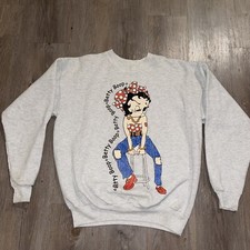 Vintage Betty Boop Sweatshirt Glitter Polka dot Sweater Size Medium Deer Womens