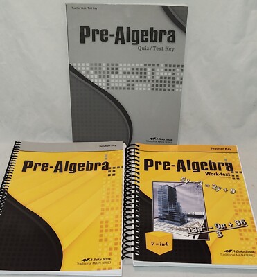 A Beka ''Pre-Algebra''  Work-text + Solution Key + Teacher quiz/test Key, Third Ed