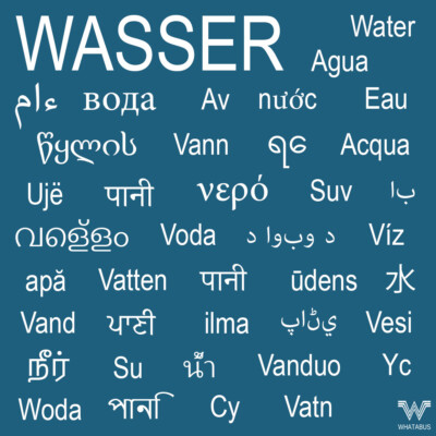 Sticker ''Water'' in many languages