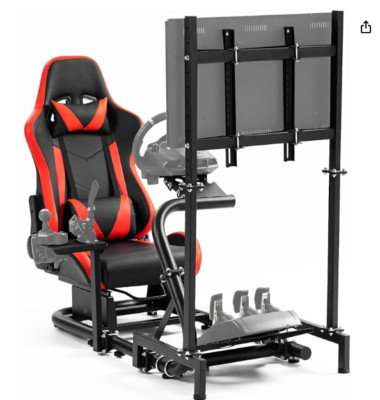 Hottoby G29 Racing Sim Cockpit with Monitor Stand Seat Fit Logitech Thrustmaster