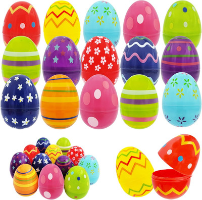 Printed Easter Eggs (12 Pack) Fillable with Hinge Pack of 12 Colorful Printed Pl
