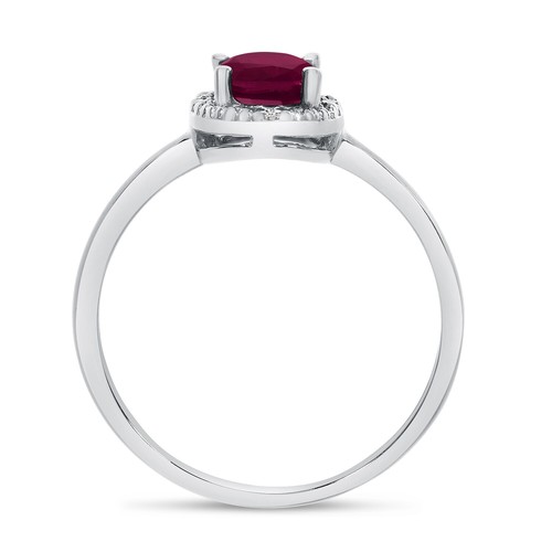 14k White Gold Oval Ruby And Diamond Ring - Picture 5 of 6