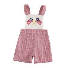 Toddler Boy 4th of July Outfit American Flag Overall 12-18 Months Red