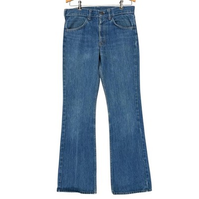 Vintage Sears Jeans Mens 30x31 Blue Thumbs Up Fit Flare Bell Bottom 70s Denim
