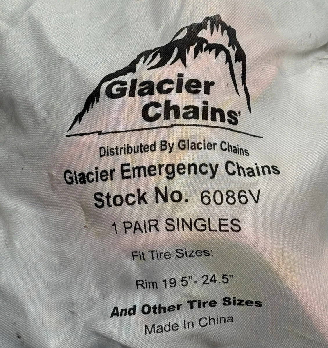 1 Pair Glacier Chains Emergency Truck Chain 19.5" To 24.5" Rim 6086V photo 3