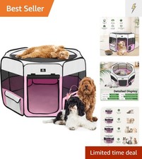 Travel-Friendly Pink Pet Crate with Mesh Panels Perfect for Puppies Kittens