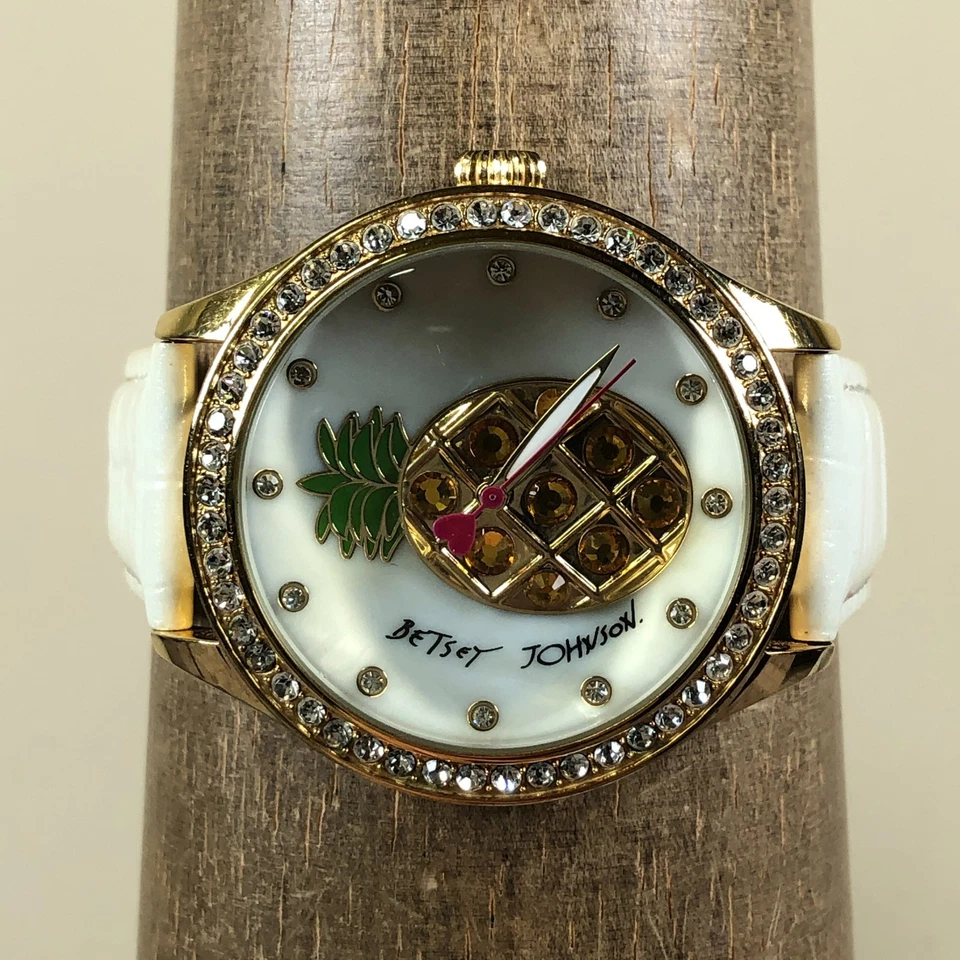 Reloj Betsey Johnson Mujer BJ00517-33 Pavé Cuero Piña Cuarzo 42mm 7 1/2" Foto 2 de 4