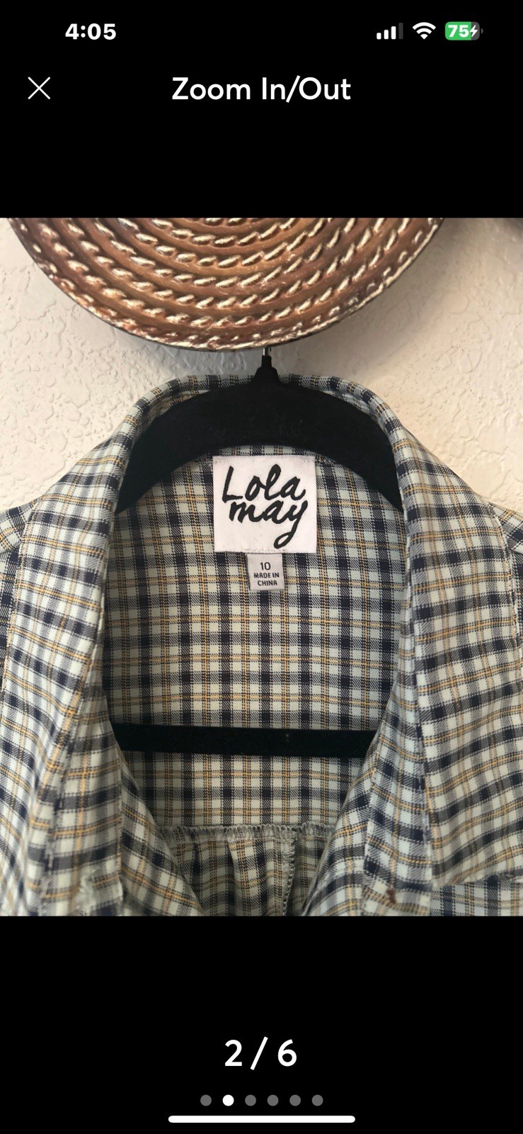 Lola May Navy Plaid button down long sleeve dress size 10 image 2