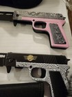 8"  Pink & Grey Assisted Spring Gun Pistols Tactical Folding Pocket Knife W/hols — photo 2