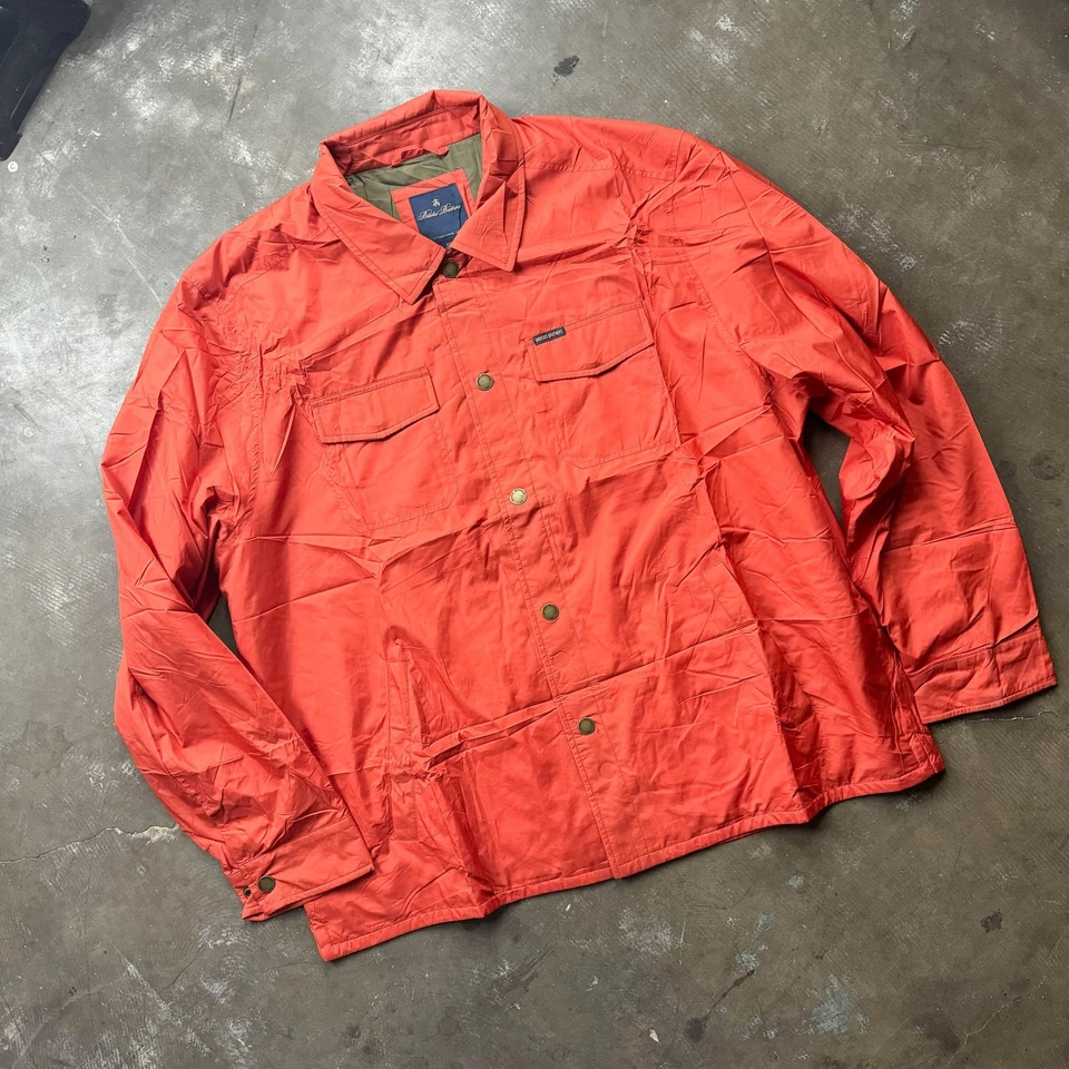 NUEVO Para Hombres Brooks Brothers Camisa Embalable Chaqueta Cortavientos Naranja XXL Foto 3 de 4