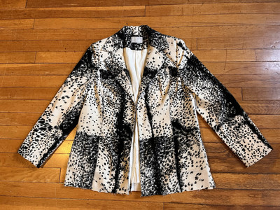 VINTAGE Alberto Makali Animal Print Blazer Women s 40 White Black NEEDS REPAIR