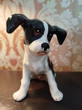 VINTAGE SYLVAC  SPANIEL DOG FIGURINE PUPPY STATUE BLACK WHITE CERAMIC
