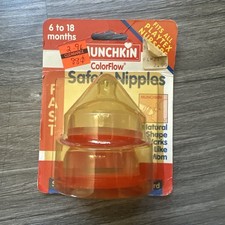 Vintage 1997 Munchkin ColorFlow Safety Nipples Fast 6-18 months NOS Sealed USA