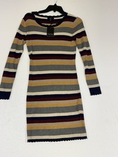 NWT Fate Vintage 90’s Striped Bodycon Dress Sz S Long Sleeve Crew Neck