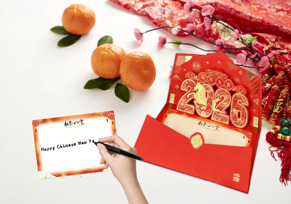 Tarjetas Año Nuevo Chino 2026 Caballo Año Nuevo Lunar Tarjeta Pop Up 3D Chino Nuevo Y... Foto 4 de 4