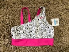 NWT  Nike Swim Youth Girls Bikini Top  Size Medium  Pink  Black  White