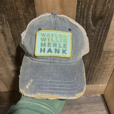 Waylon Willie Merle Hank Trucker Hat Patch Disteressed Red Cap