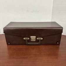 Vintage 8-Track Storage Case 24 Slots Brown Faux Leather