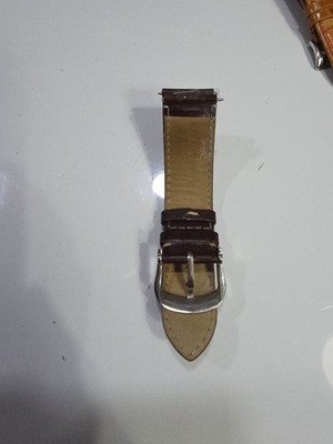 CALVIN KLEIN 22MM GENUINE BROWN SILVER BUCKLE WATCH STRAP, EUC.