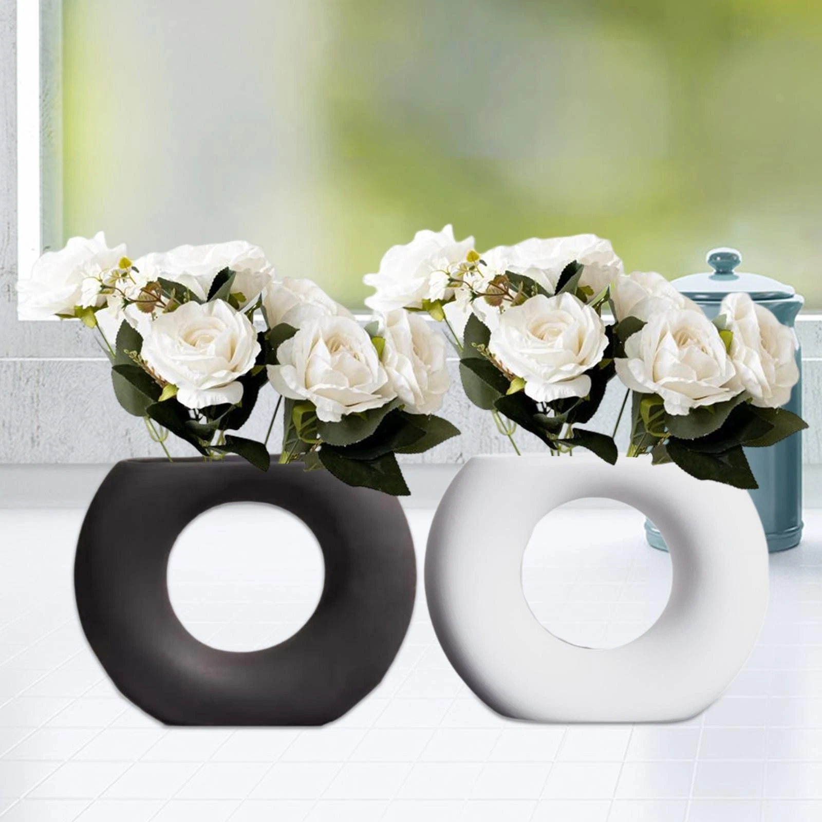 Ceramic Vase Ornaments Porcelain Vase for Room Table Shopping Mall Bookshelf