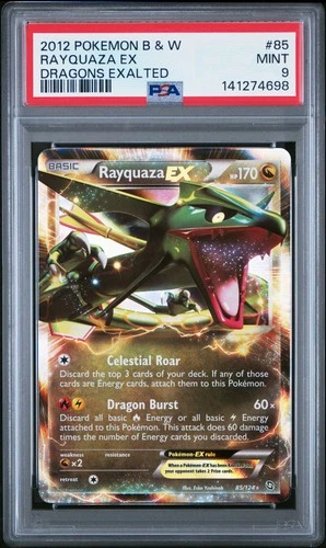 2012 POKEMON B&W DRAGONS EXALTED #85 RAYQUAZA EX PSA 9