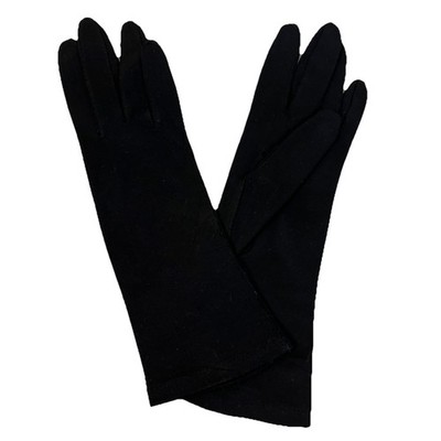 VTG Fownes Royale Gloves Womens 7.5 Black Double Woven Cotton Long Minimalist