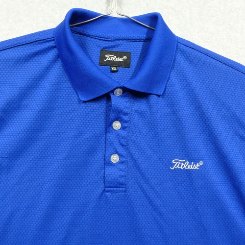 Titleist Polo Shirt Mens XXL Blue Geometric Pattern Golf Performance Casual - Picture 2 of 9