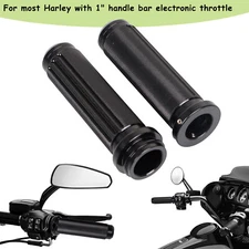 Black 1" Handle Bar Hand Grips For Harley Touring Softail Electronic Throttle US