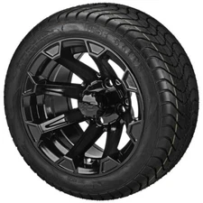 (4) Golf Cart 215/40-12 LSI Elite Low Pro Tire on 12x7 Gloss Black Viking Wheels