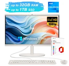 2025 HP All In One Desktop 21.5" Intel Dual Core, Up to 32GB RAM 1TB SSD Win Pro
