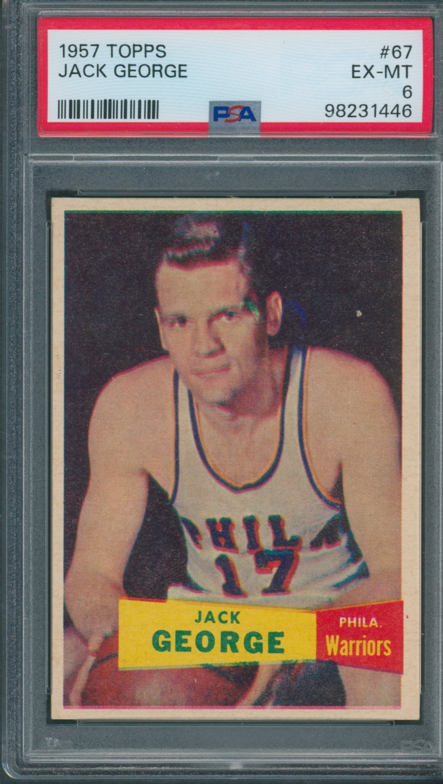 1957/58 Topps #67 Jack George PSA EX-MT 6 *1446