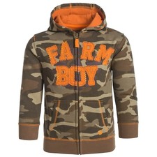 Farm Boy Camo Camoflauge & Orange Infant Full Zip Hoodie Jacket 12 Months NWT