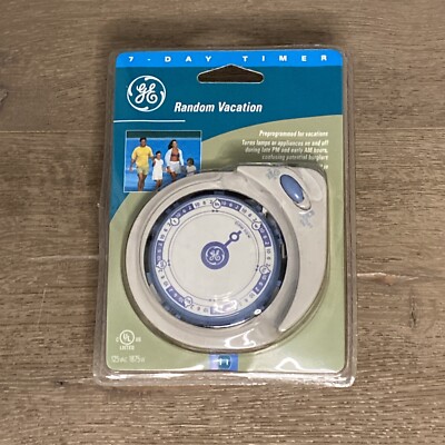 GE 7-day RANDOM VACATION TIMER turns lamps on & off late PM & early AM automatic
