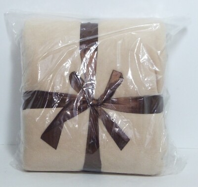 New Lg Beige Warm Fluffy Fleece Solid Throw Blanket Couch Bedroom 100% Polyester