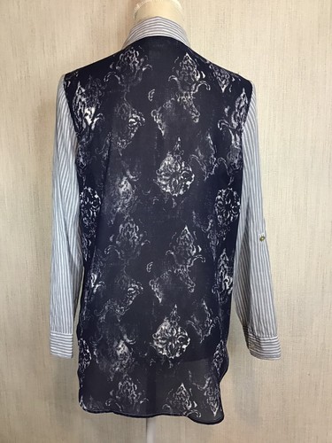 CAMISA CHICO'S 0 XS 2-4 Botones AZUL Mangas Largas BOLSILLOS DE TELA MIXTA LIGERA - Imagen 3 de 12