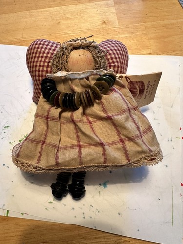 Vintage Schutzengel Knopf Baby Knopf & Fadenspule Puppe Handarbeit - Bild 1 von 5