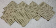 Ten Cocktail Napkins, Cotton, Fish Cross Design, Beige, Light Beige