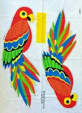 80's Cotton Canvas Fabric Parrot 39" Body Pillow Panel Rainbow Creations 35"x48"