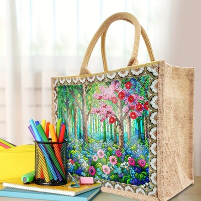 Forest Garden Design Shopping Bag Handbag Diamond Jewel Art Painting COMPLETED