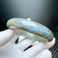 57.8mm Natural Labradorite Rainbow Light Crystal Gemstone Bangle Bracelet AAA
