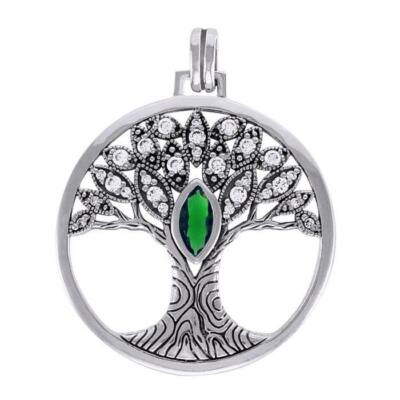 Tree of Life 925 Sterling Silver Pendant Gemstone Symbolic Spiritual Jewelry