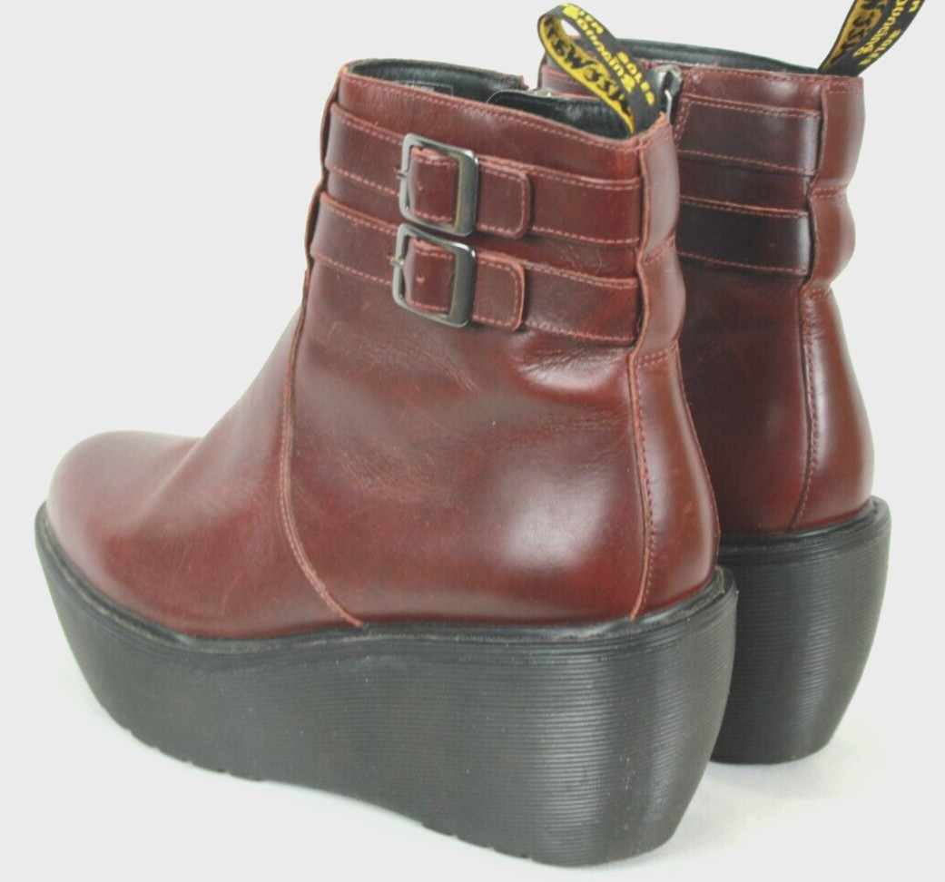 RARE!! DR "DOC" MARTENS CAITLIN RED BURGUNDY PLATFORM ANKLE BOOTS SIZE 7 EUC! image 4