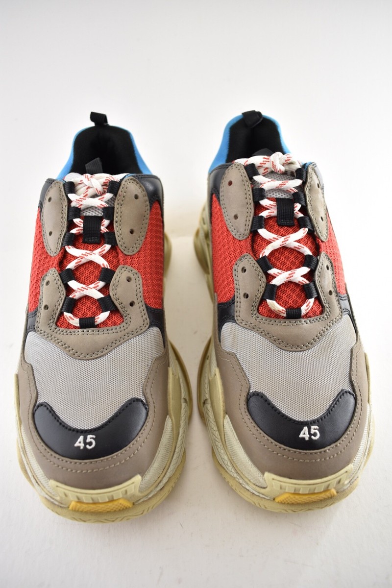 Balenciaga Triple S Sneakers Grey Red Blue 2018 Reissue Flat
